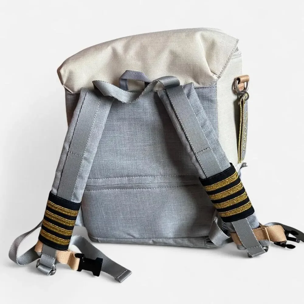 Jet kids by stoke crew gray backpack with gold stripes